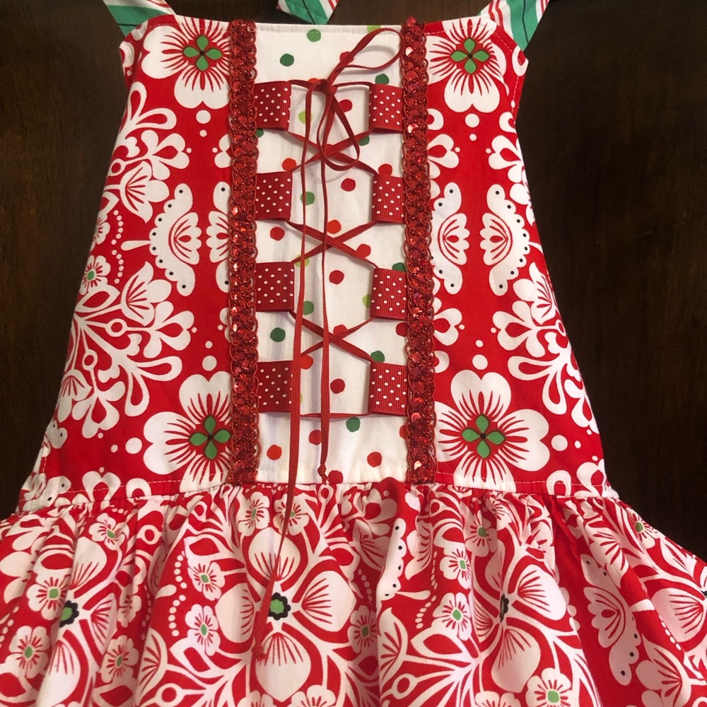 GORGEOUS Girls Full Ruffle skirt Christmas dress size 8-10 Custom boutique - Picture 4 of 11